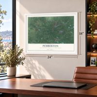 Pemberton, Burlington County, New Jersey map, 18 x 24 inch print in a white frame in a home office