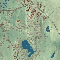 Close-up of the map of Pembroke, Massachusetts print showing terrain and local geography