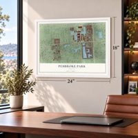 Pembroke Park, Florida map, 18 x 24 inch print in a white frame in a home office