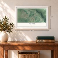 Pen Mar, Pennsylvania map, 12 x 18 inch print in a white frame in an entryway