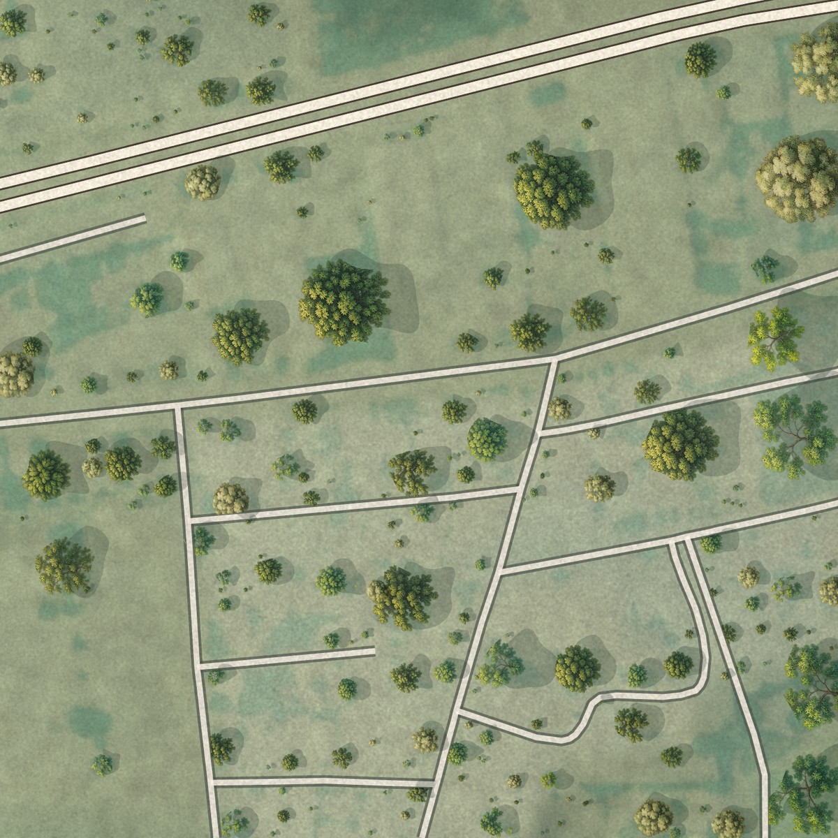 Second close-up of the map of Pena, Texas print showing more streets and buildings