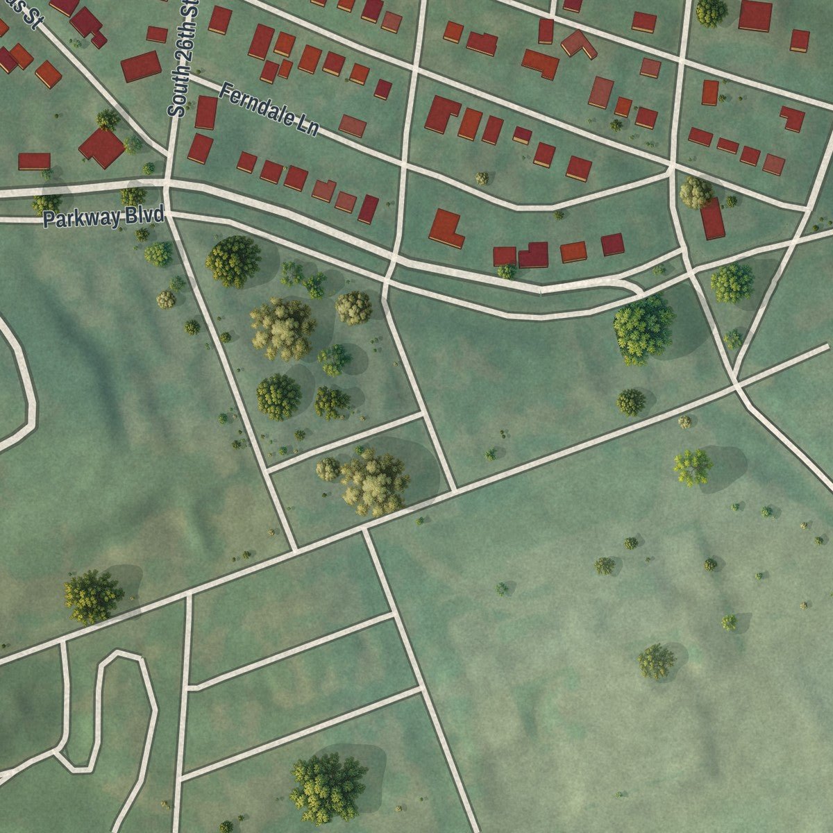 Second close-up of the map of Penbrook, Pennsylvania print showing more streets and buildings