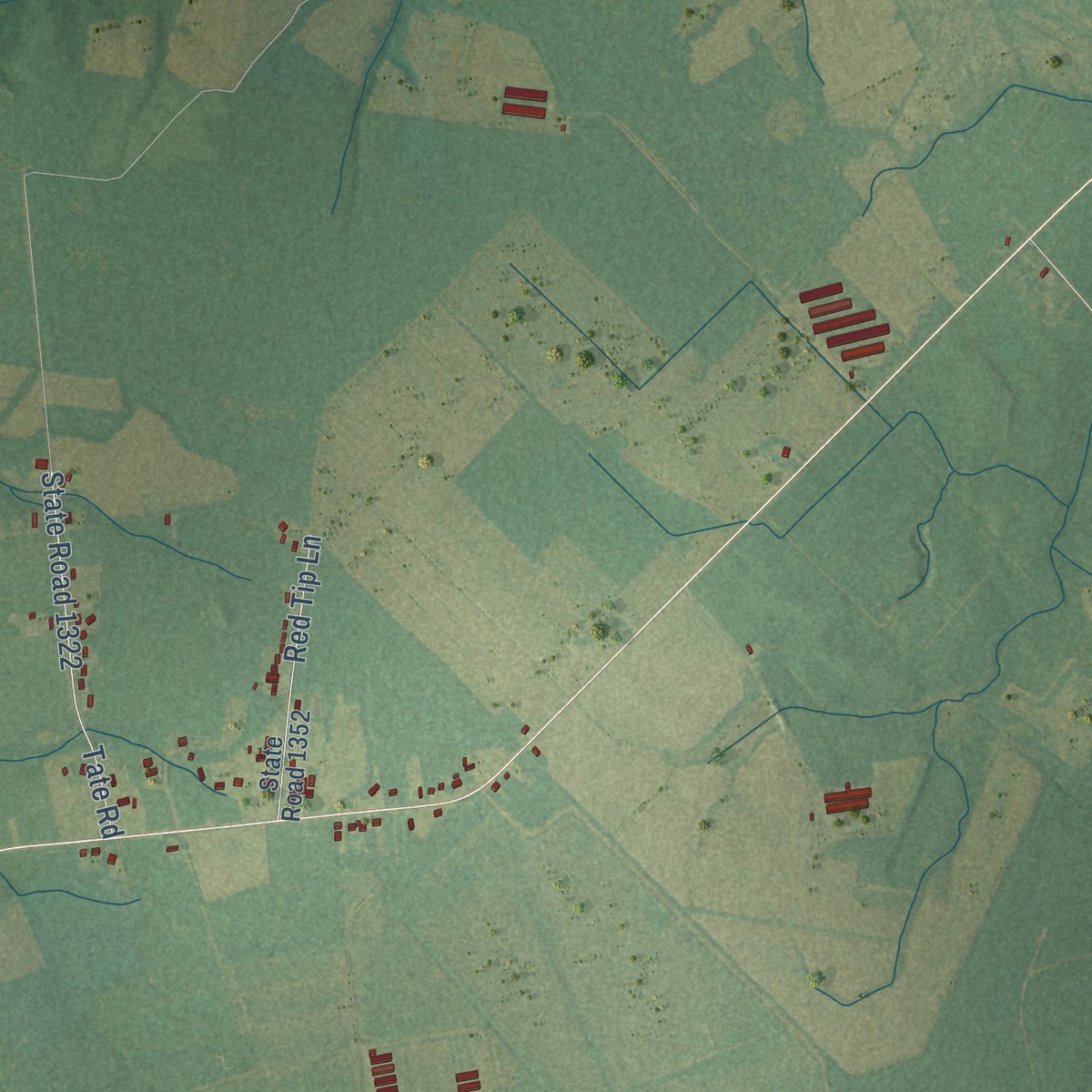 Second close-up of the map of Penderlea, North Carolina print showing more streets and buildings