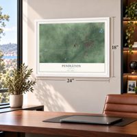 Pendleton, Indiana map, 18 x 24 inch print in a white frame in a home office