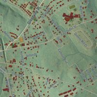 Second close-up of the map of Pendleton, South Carolina print showing more streets and buildings