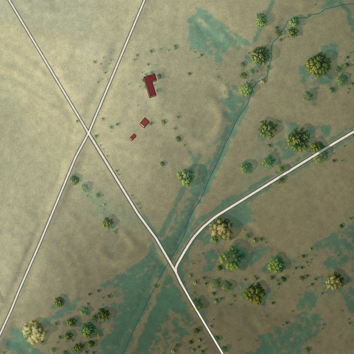 Second close-up of the map of Penelope, Texas print showing more streets and buildings