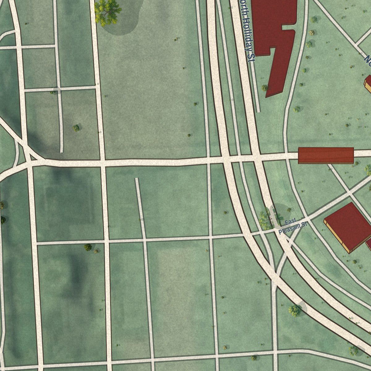 Second close-up of the map of Penn-Fallsway, Maryland print showing more streets and buildings