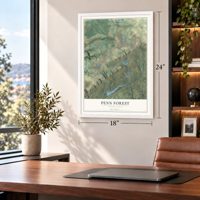 Penn Forest, Pennsylvania map, 18 x 24 inch print in a white frame in a home office