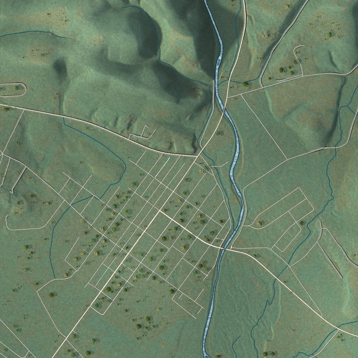 Second close-up of the map of Penn, Lycoming County, Pennsylvania print showing more streets and buildings