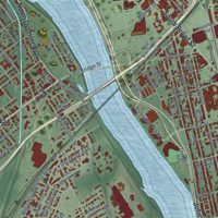 Second close-up of the map of Penn Valley, Pennsylvania print showing more streets and buildings