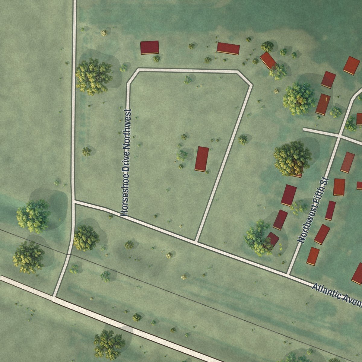 Second close-up of the map of Pennock, Minnesota print showing more streets and buildings