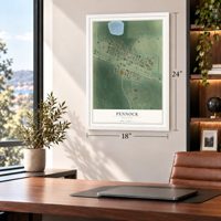 Pennock, Minnesota map, 18 x 24 inch print in a white frame in a home office