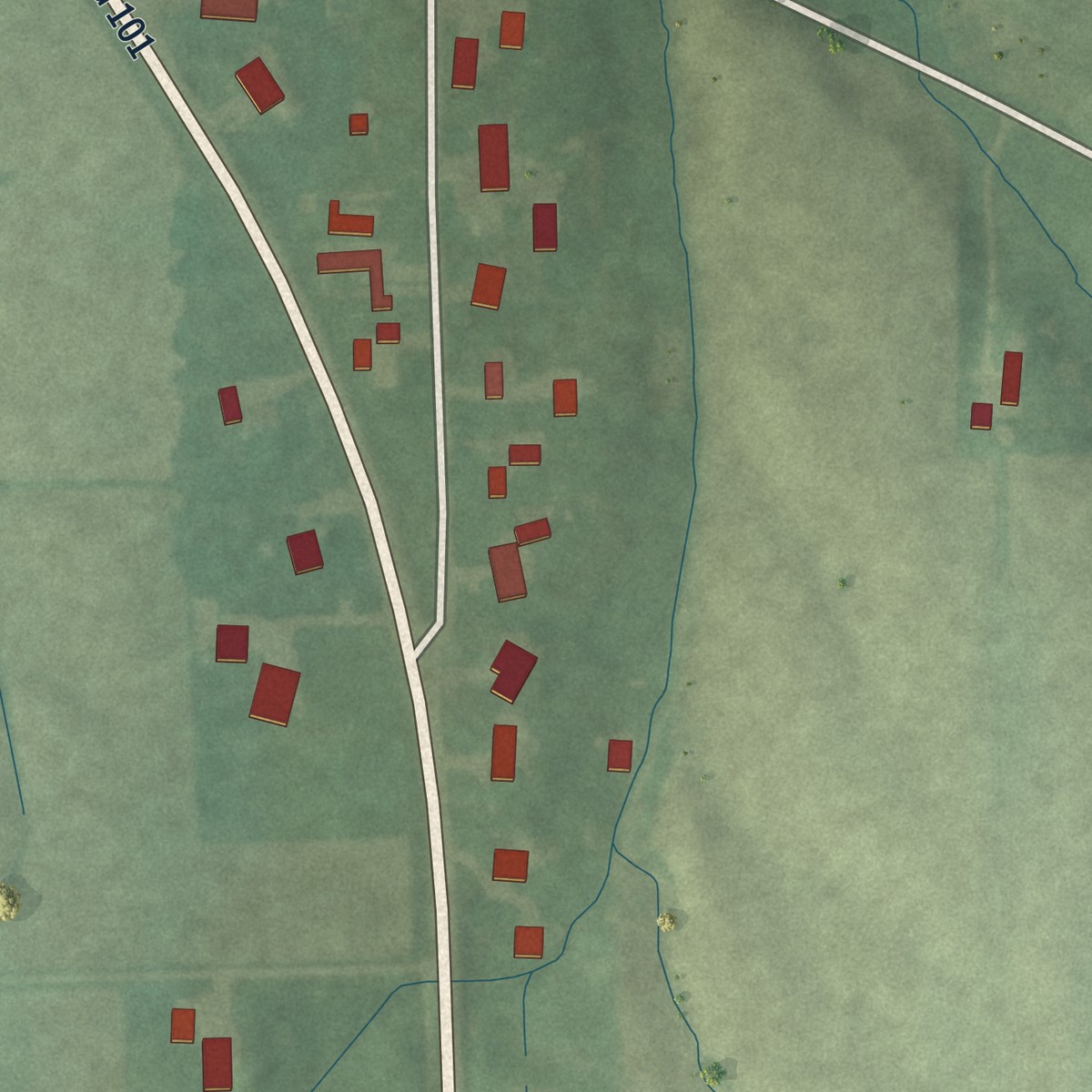 Second close-up of the map of Penntown, Indiana print showing more streets and buildings