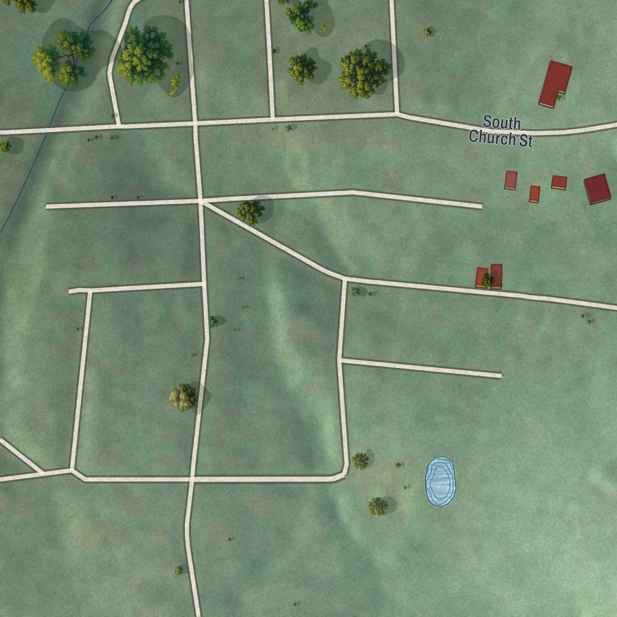 Second close-up of the map of Pennwyn, Pennsylvania print showing more streets and buildings