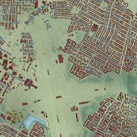 Second close-up of the map of Pensacola, Florida print showing more streets and buildings