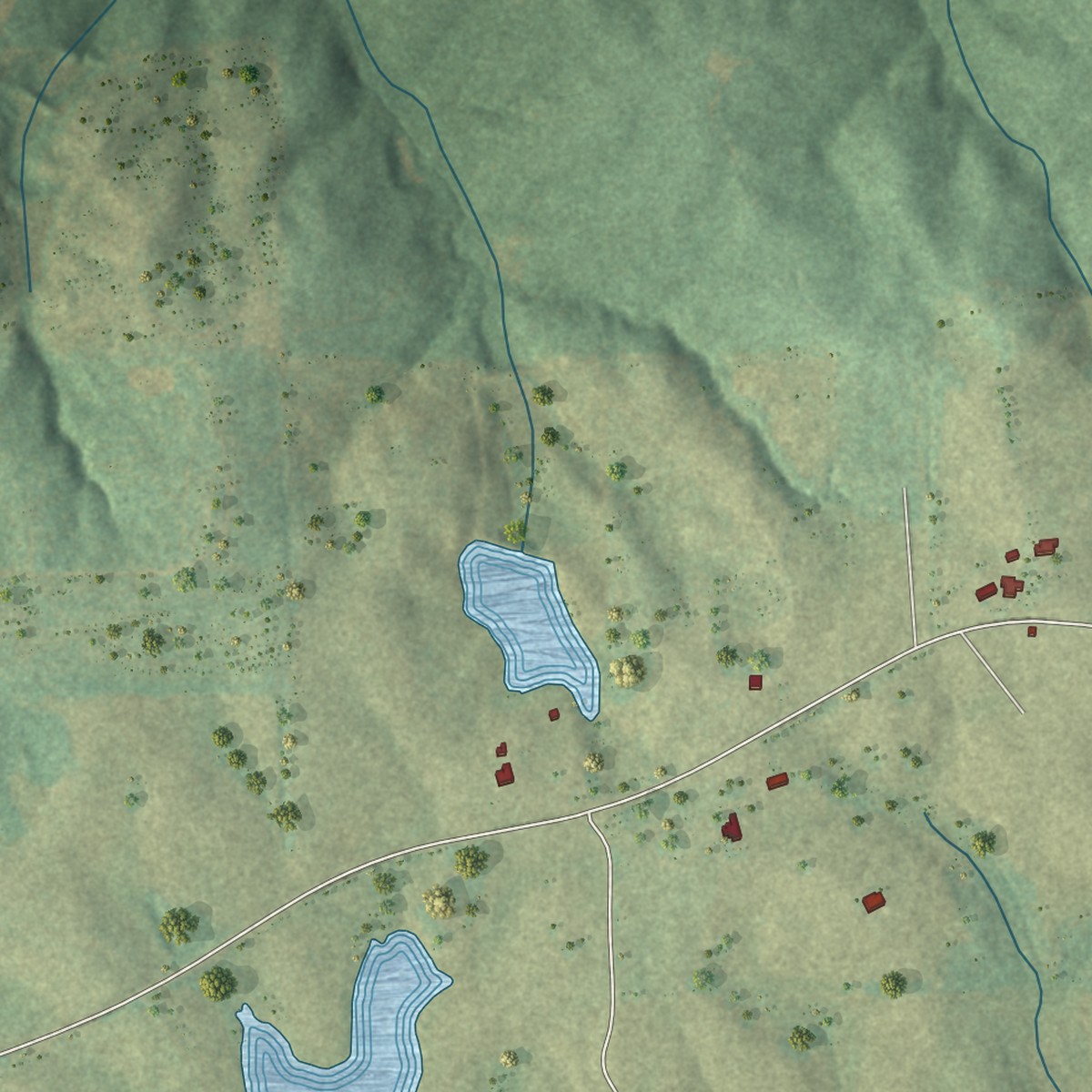 Second close-up of the map of Penton, Alabama print showing more streets and buildings