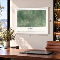 Penton, Alabama map, 18 x 24 inch print in a white frame in a home office