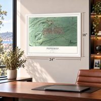 Pepeekeo, Hawaii map, 18 x 24 inch print in a white frame in a home office
