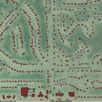 Second close-up of the map of Pepper Pike, Ohio print showing more streets and buildings