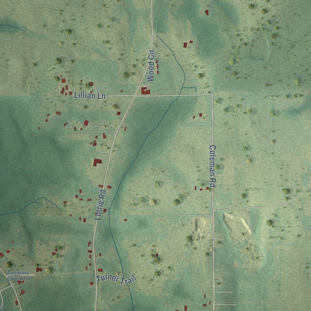 Second close-up of the map of Perdido, Alabama print showing more streets and buildings