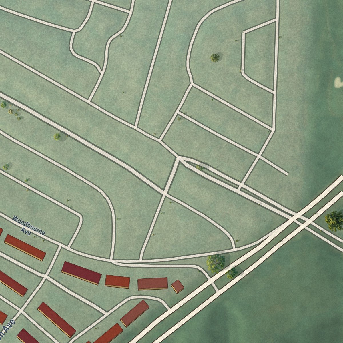 Second close-up of the map of Perring Loch, Maryland print showing more streets and buildings
