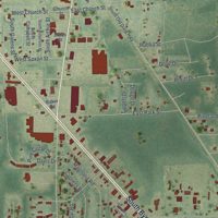 Second close-up of the map of Perry, Florida print showing more streets and buildings