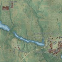 Second close-up of the map of Perry, Georgia print showing more streets and buildings
