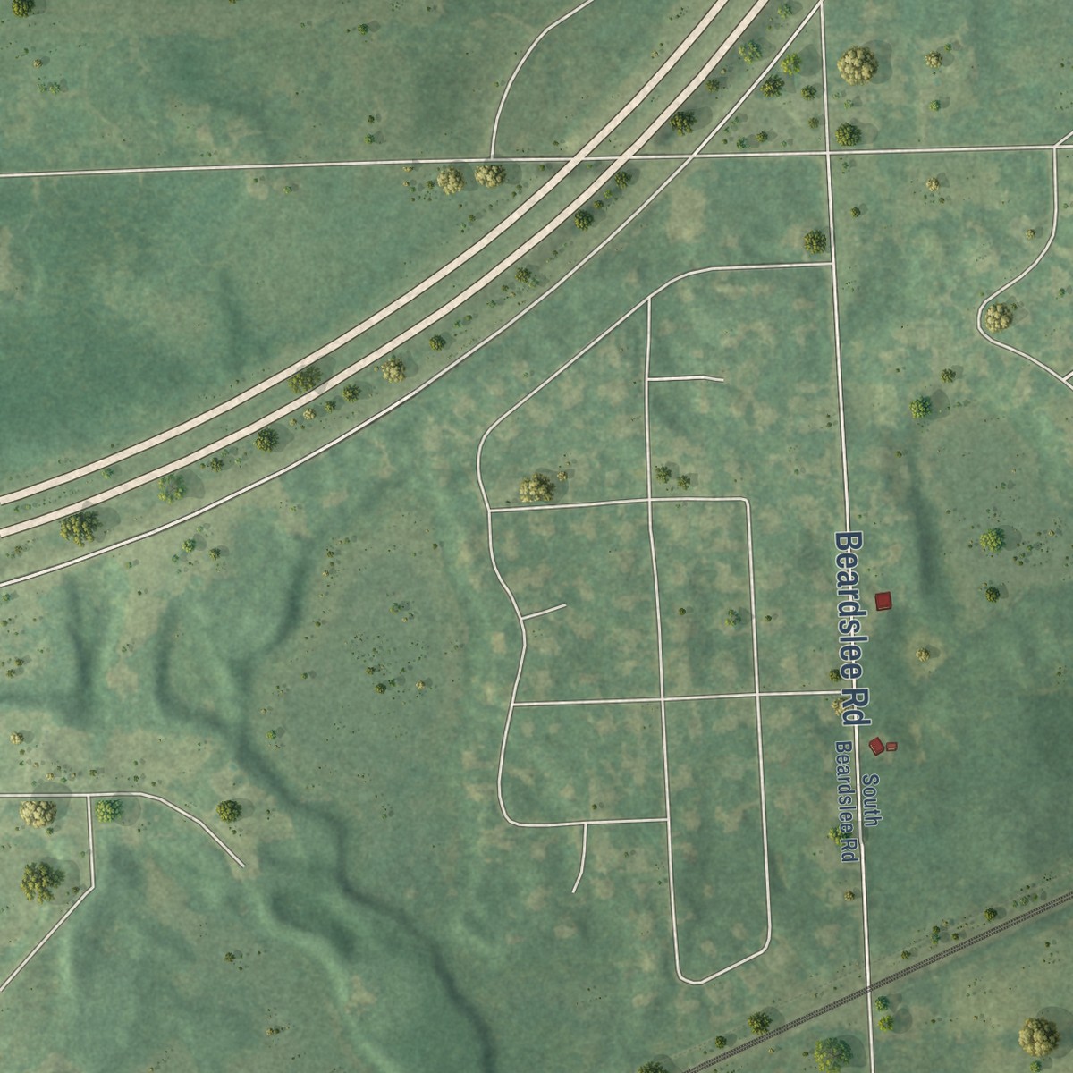 Second close-up of the map of Perry, Michigan print showing more streets and buildings