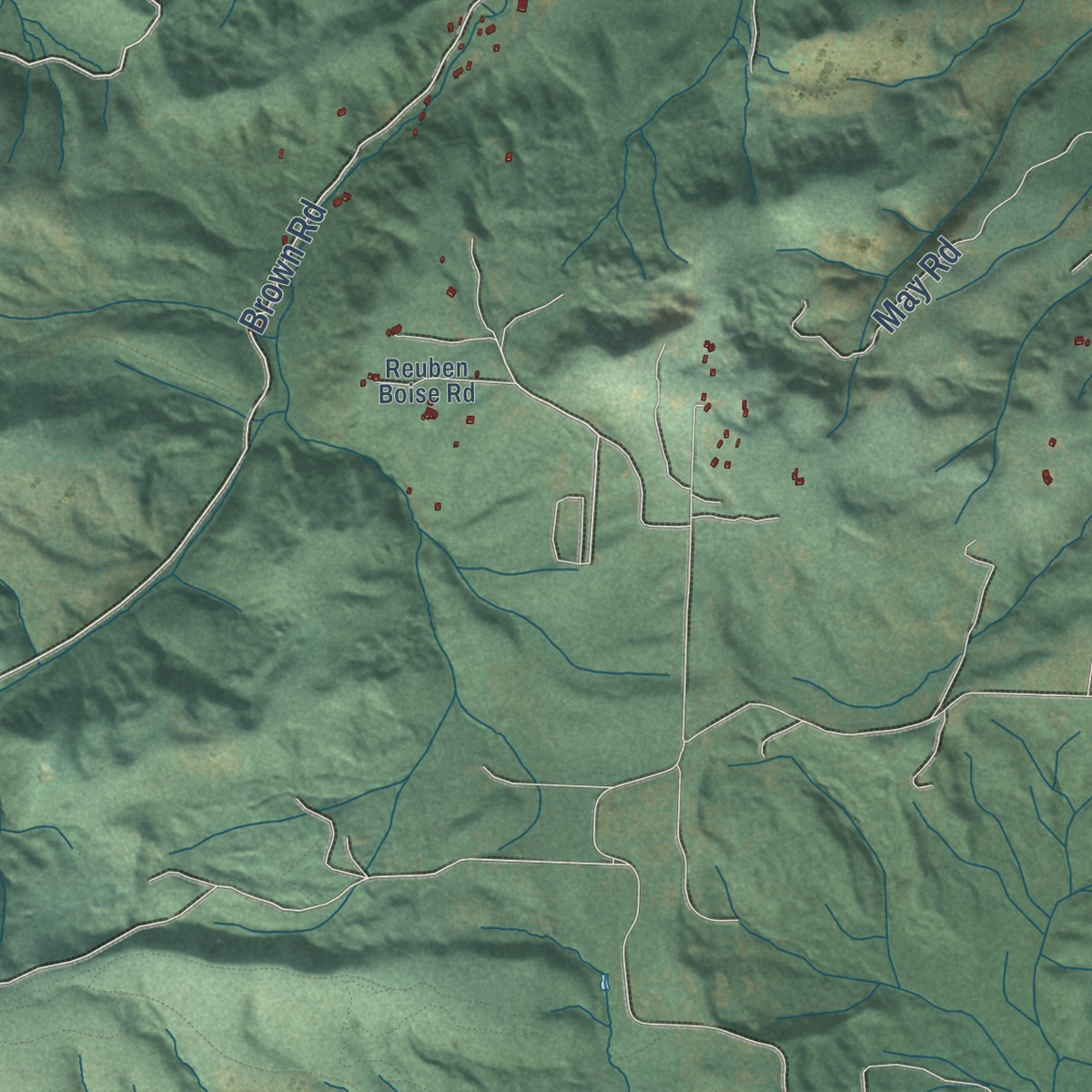Second close-up of the map of Perrydale, Oregon print showing more streets and buildings