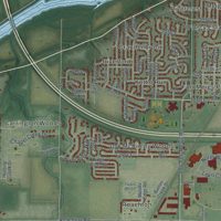 Second close-up of the map of Perrysburg, Ohio print showing more streets and buildings