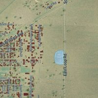 Second close-up of the map of Perryton, Texas print showing more streets and buildings