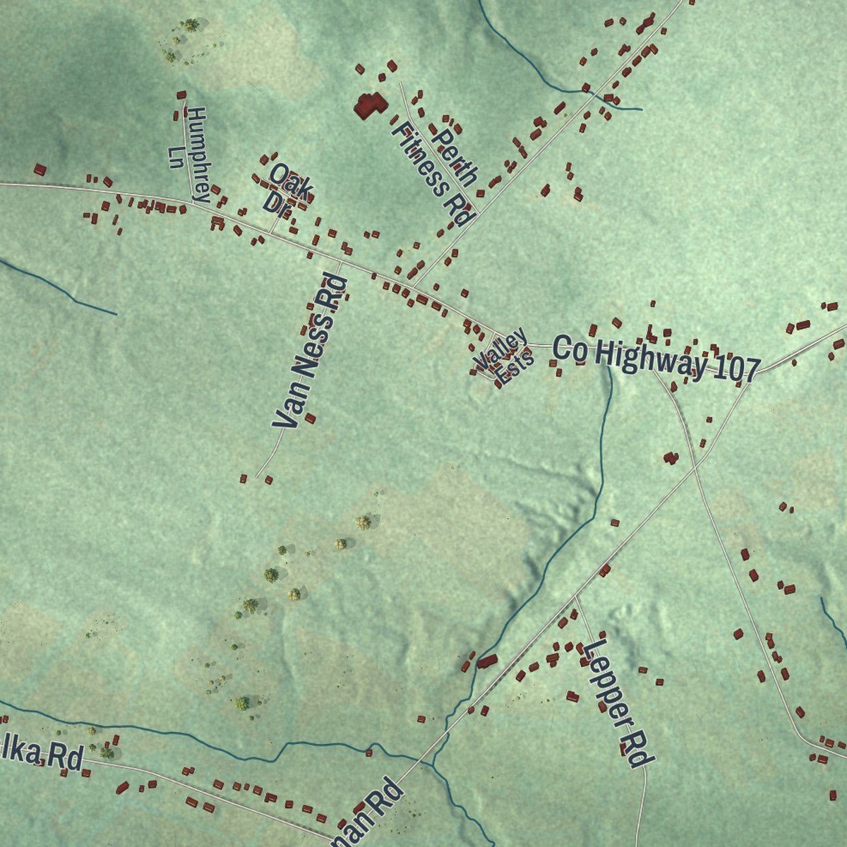 Second close-up of the map of Perth, New York print showing more streets and buildings