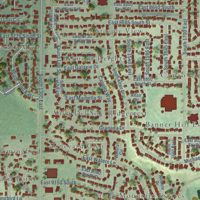 Second close-up of the map of Peruvian Park, Utah print showing more streets and buildings