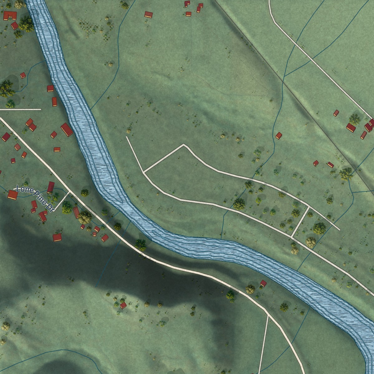Second close-up of the map of Peshastin, Washington print showing more streets and buildings