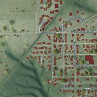 Second close-up of the map of Petersburg, Illinois print showing more streets and buildings