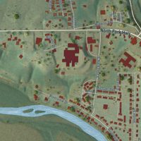 Second close-up of the map of Petersburg, West Virginia print showing more streets and buildings