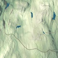Close-up of the map of Petersham, Massachusetts print showing terrain and local geography