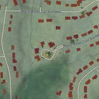 Second close-up of the map of Peyton Forest, Georgia print showing more streets and buildings