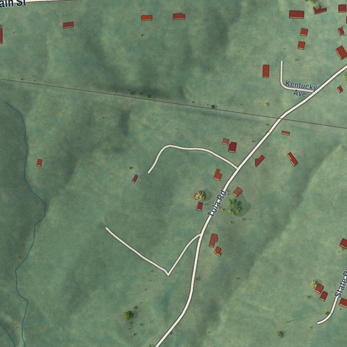 Second close-up of the map of Phenix, Virginia print showing more streets and buildings