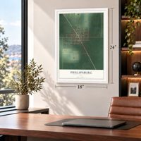Phillipsburg, Ohio map, 18 x 24 inch print in a white frame in a home office