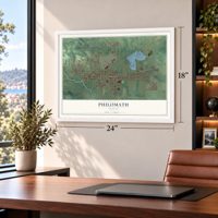 Philomath, Oregon map, 18 x 24 inch print in a white frame in a home office