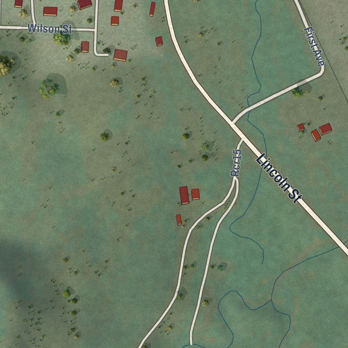 Second close-up of the map of Phippsburg, Colorado print showing more streets and buildings