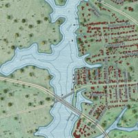 Second close-up of the map of Phoebus, Virginia print showing more streets and buildings
