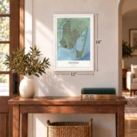 Phoebus, Virginia map, 12 x 18 inch print in a white frame in an entryway
