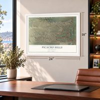 Picacho Hills, New Mexico map, 18 x 24 inch print in a white frame in a home office