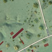 Second close-up of the map of Pickstown, South Dakota print showing more streets and buildings