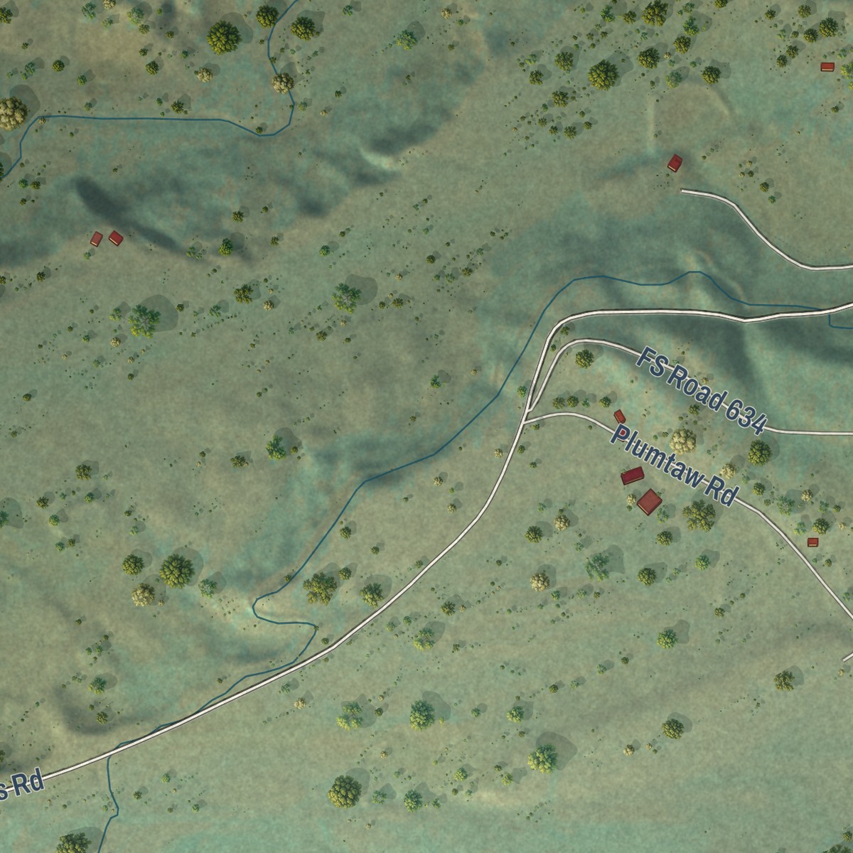 Second close-up of the map of Piedra, Colorado print showing more streets and buildings