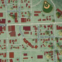 Second close-up of the map of Pierce, Nebraska print showing more streets and buildings