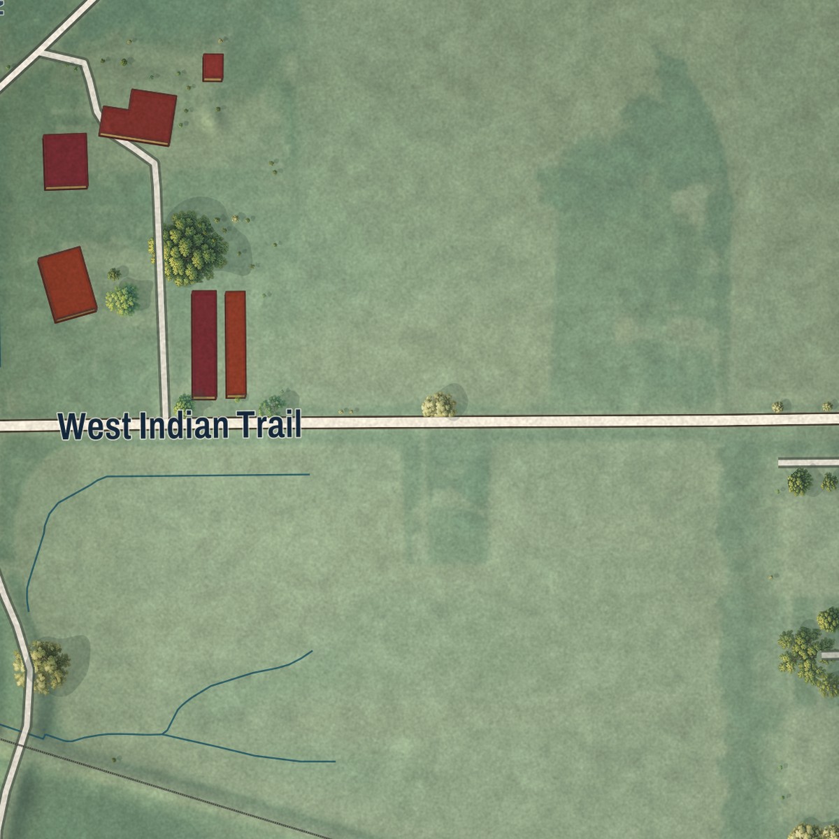 Second close-up of the map of Pierceville, Indiana print showing more streets and buildings