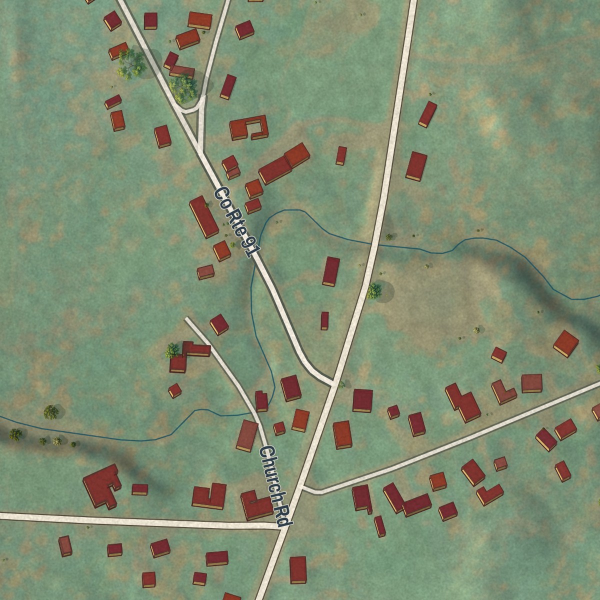 Second close-up of the map of Pierrepont Manor, New York print showing more streets and buildings